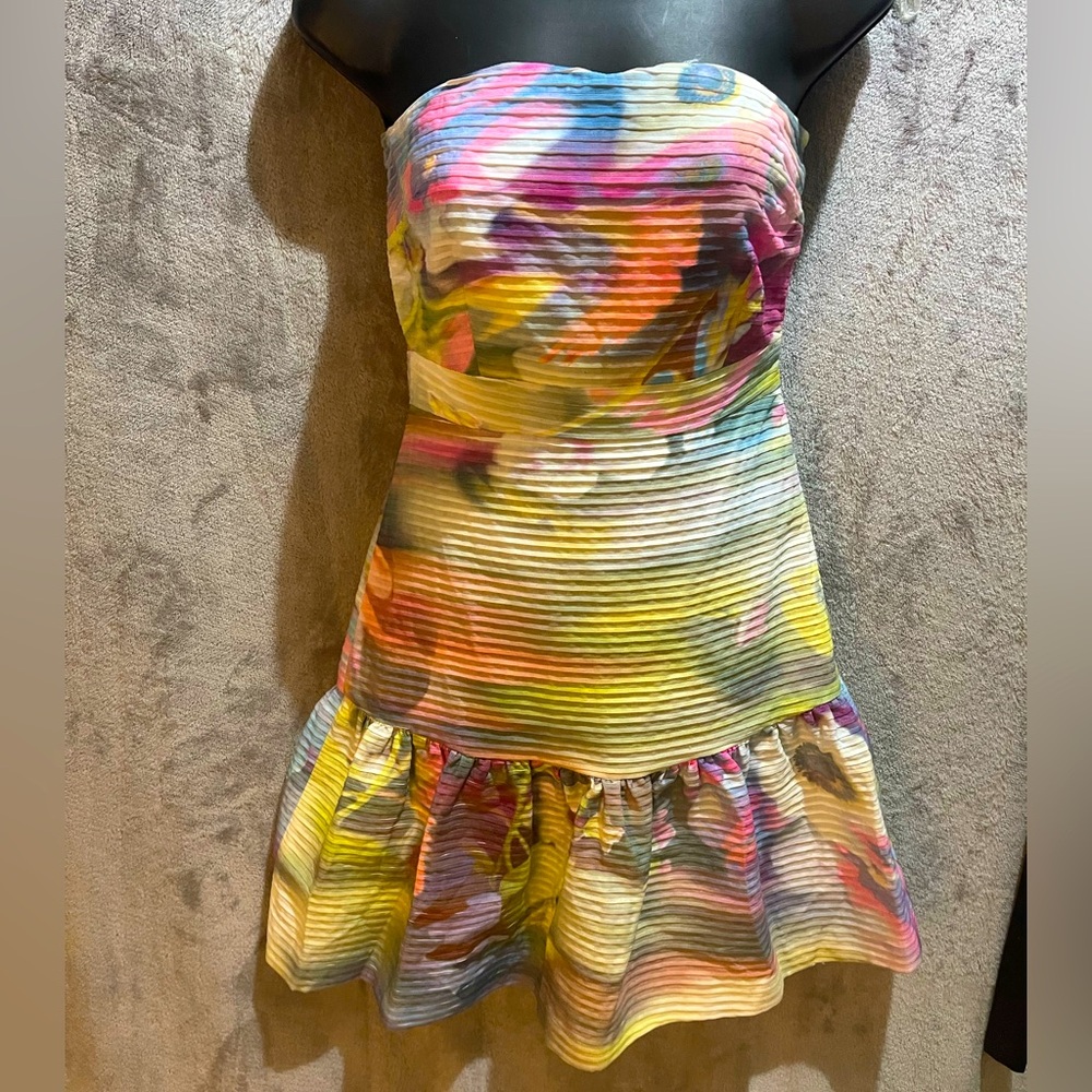 Cynthia Rowley Colorful Strapless Dress. Size 4